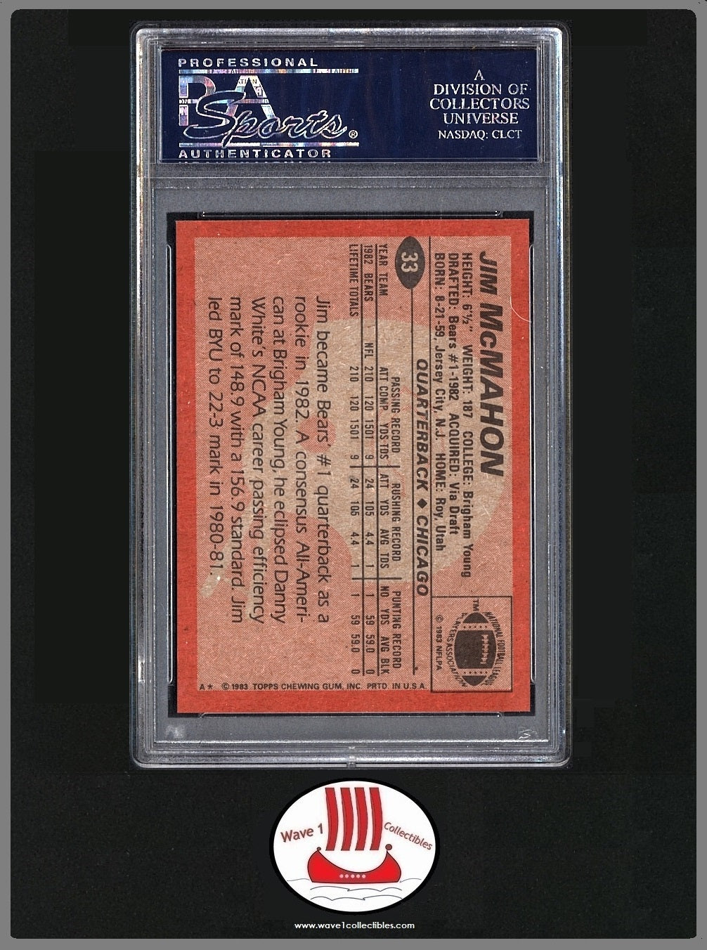 Jim McMahon Rookie Card | Topps Football 1983 #33 Gem Mint PSA 10