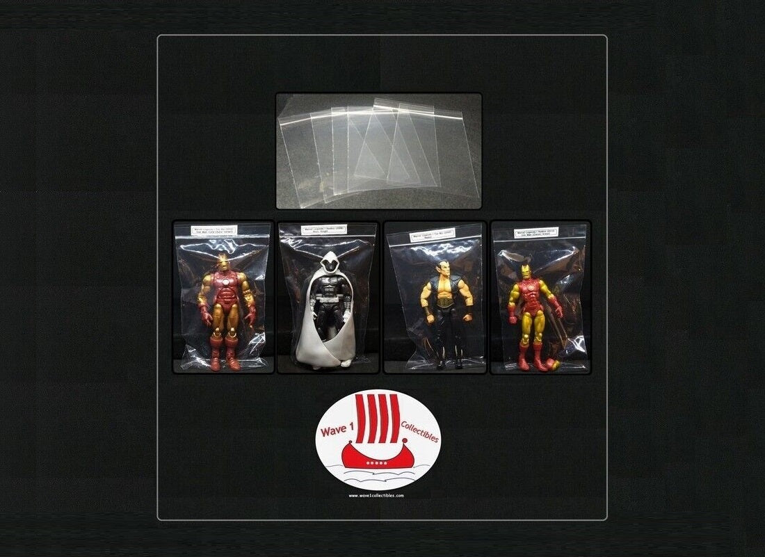 (50) Crystal Clear Acid-Free Action Figure Bags For 5" & 6" Figures