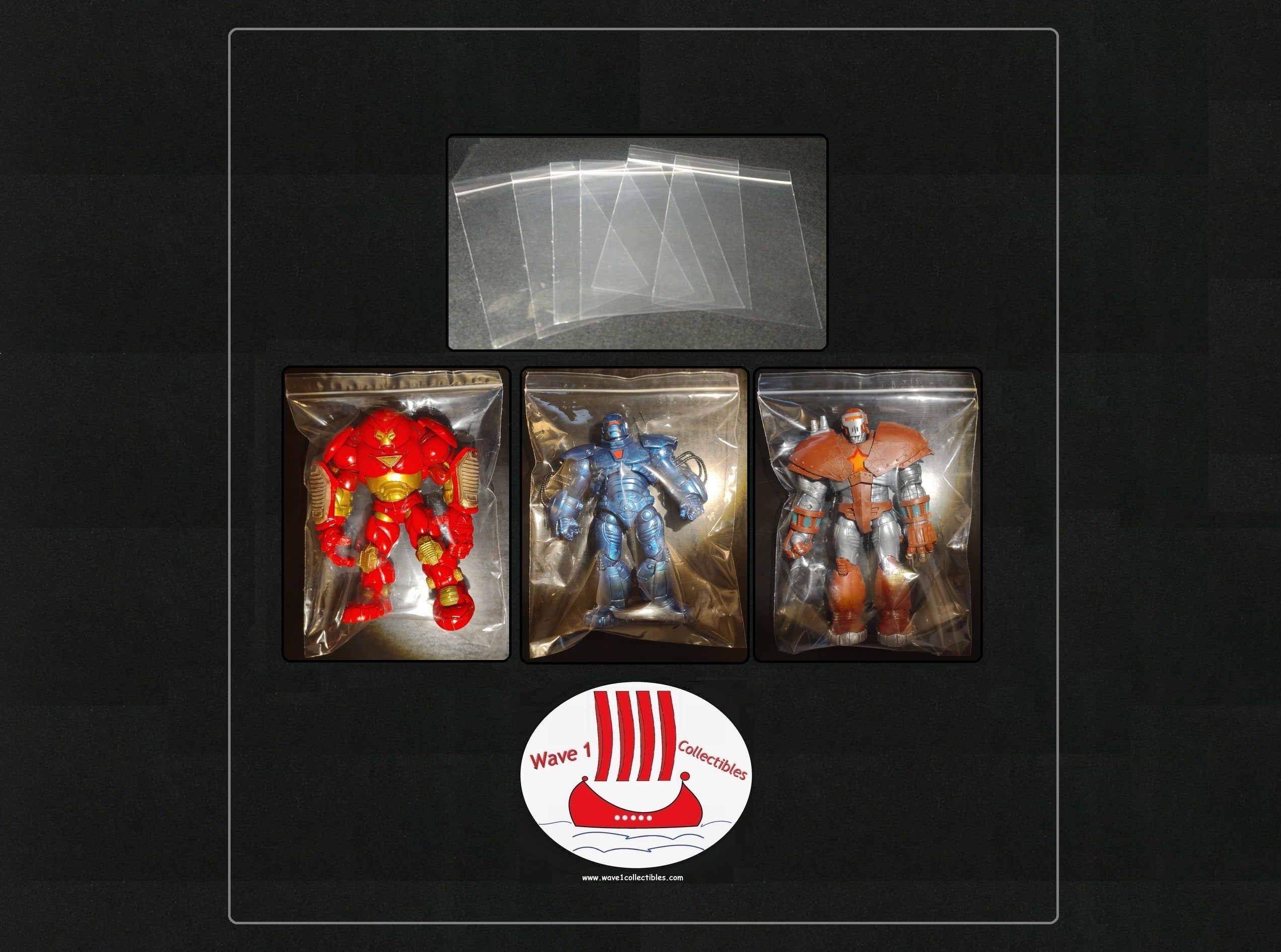 (15) Crystal Clear AcidFree Action Figure Bags For BuildAFigures [B