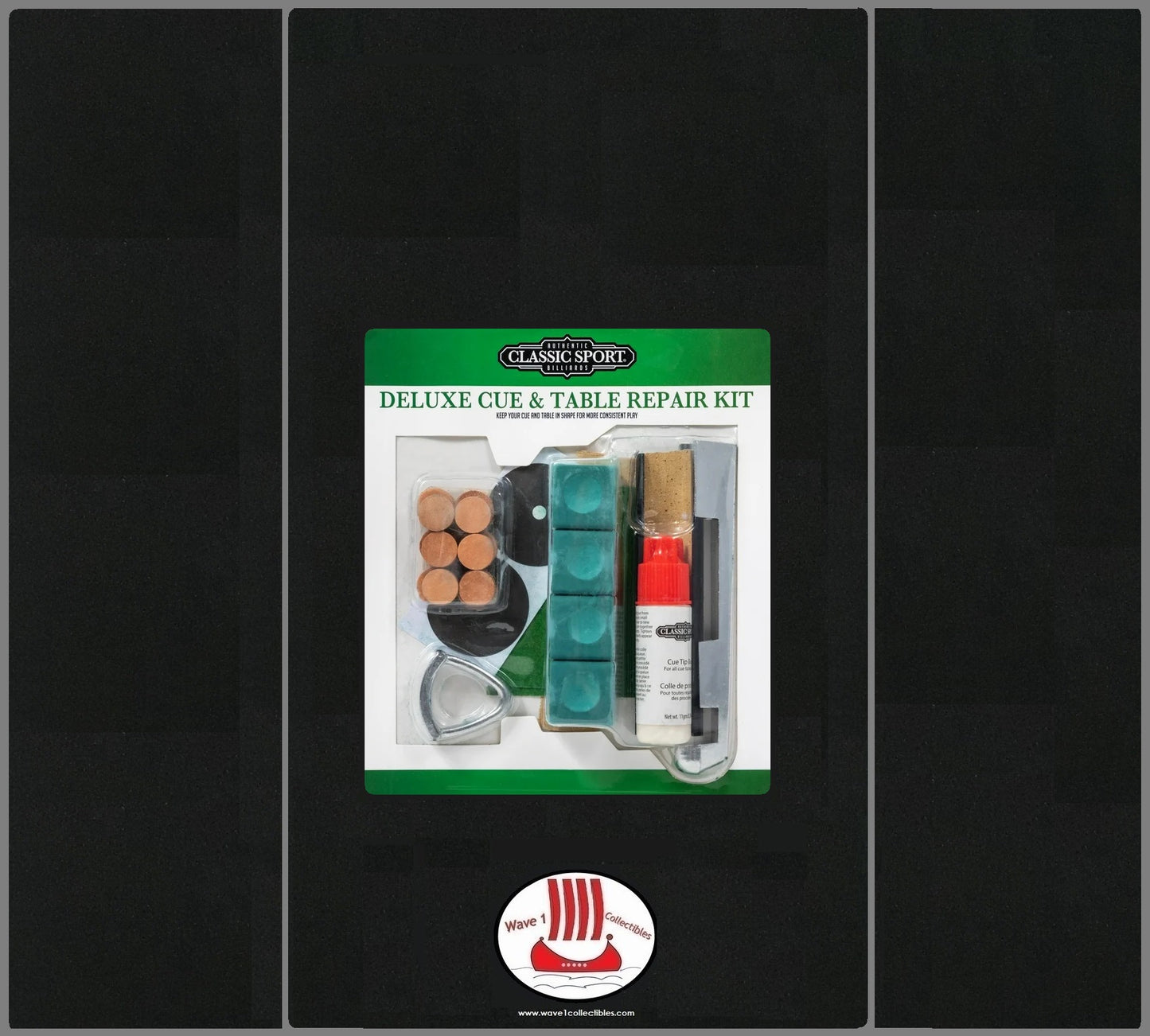 Deluxe Billiard Pool Table & Leather Tip Pool Cue Stick Repair Kit | Classic Sport