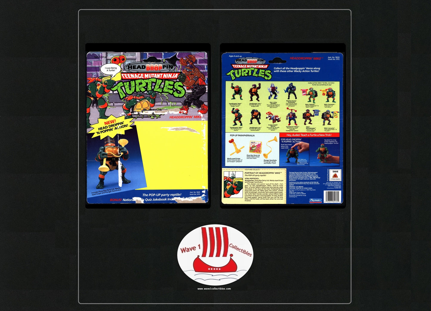 Teenage Mutant Ninja Turtles Vintage Cardback Headdroppin' Mike | Playmates [1991]