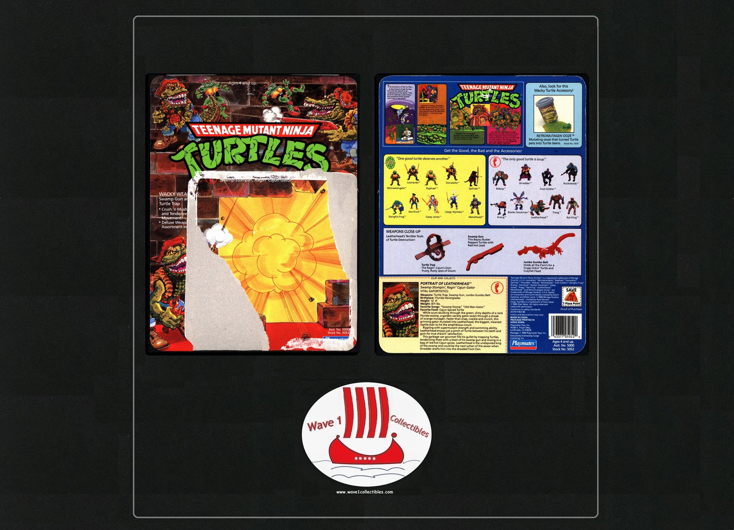 Teenage Mutant Ninja Turtles Vintage Unpunched Cardback Leatherhead | Playmates [1989]