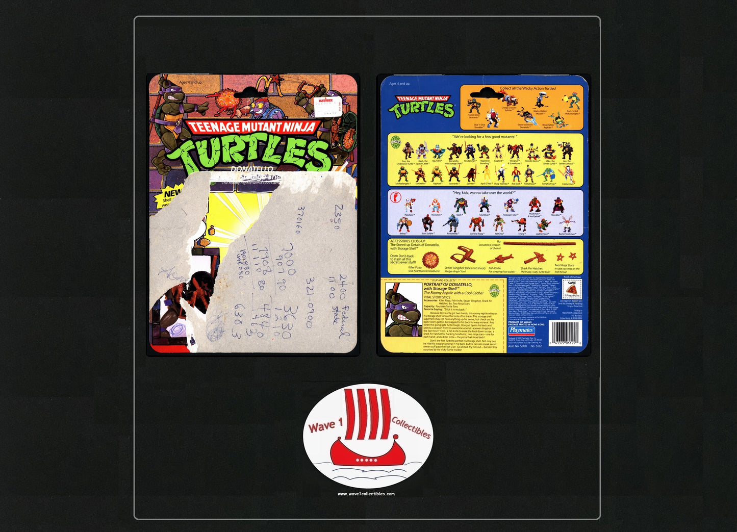 Teenage Mutant Ninja Turtles Vintage Cardback Donatello w Storage Shell | Playmates [1990]