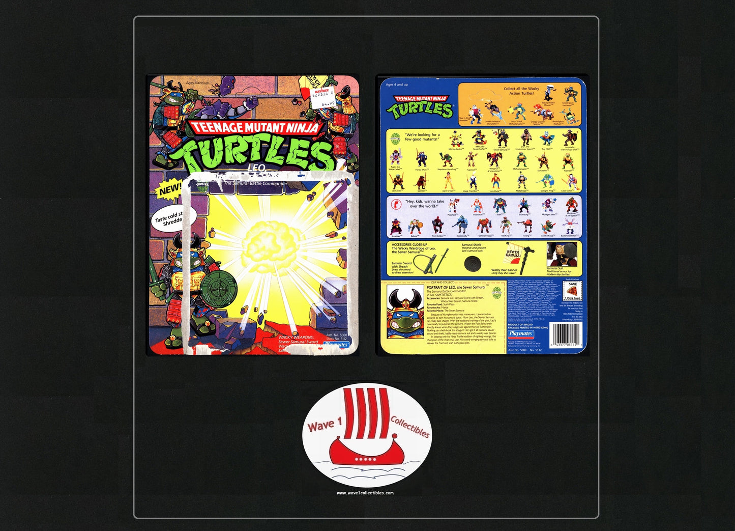 Teenage Mutant Ninja Turtles Vintage Unpunched Cardback Leo, The Sewer Samurai | Playmates [1990] (A)