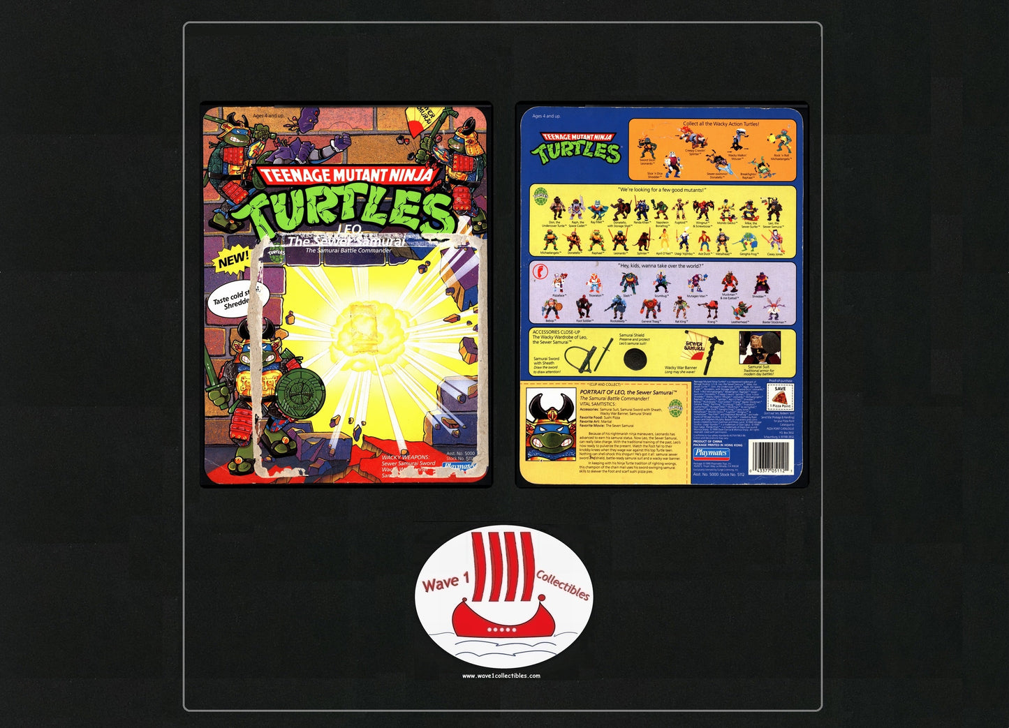 Teenage Mutant Ninja Turtles Vintage Unpunched Cardback Leo, The Sewer Samurai | Playmates [1990] (B)