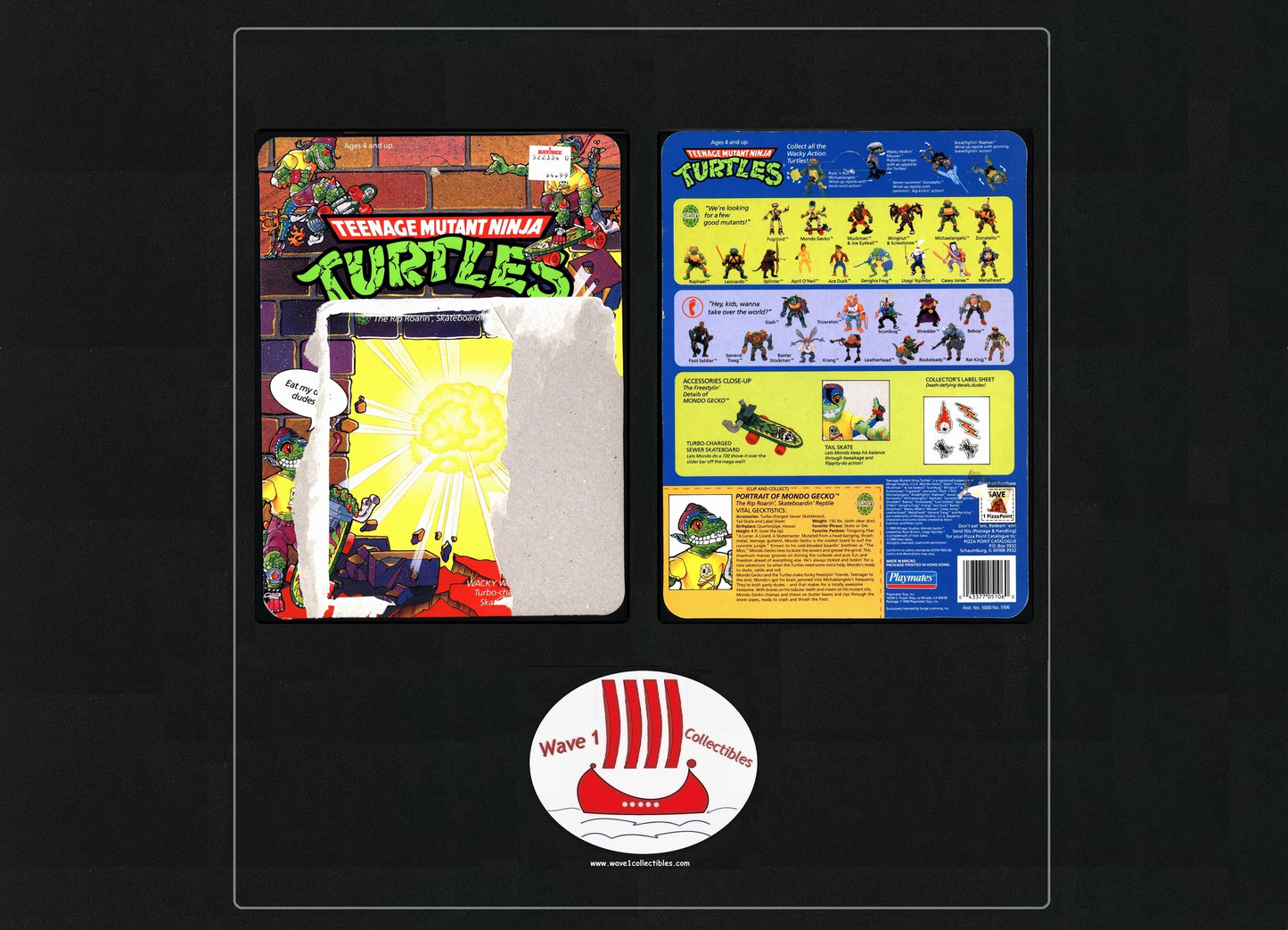 Teenage Mutant Ninja Turtles Vintage Unpunched Cardback Mondo Gecko | Playmates [1990]