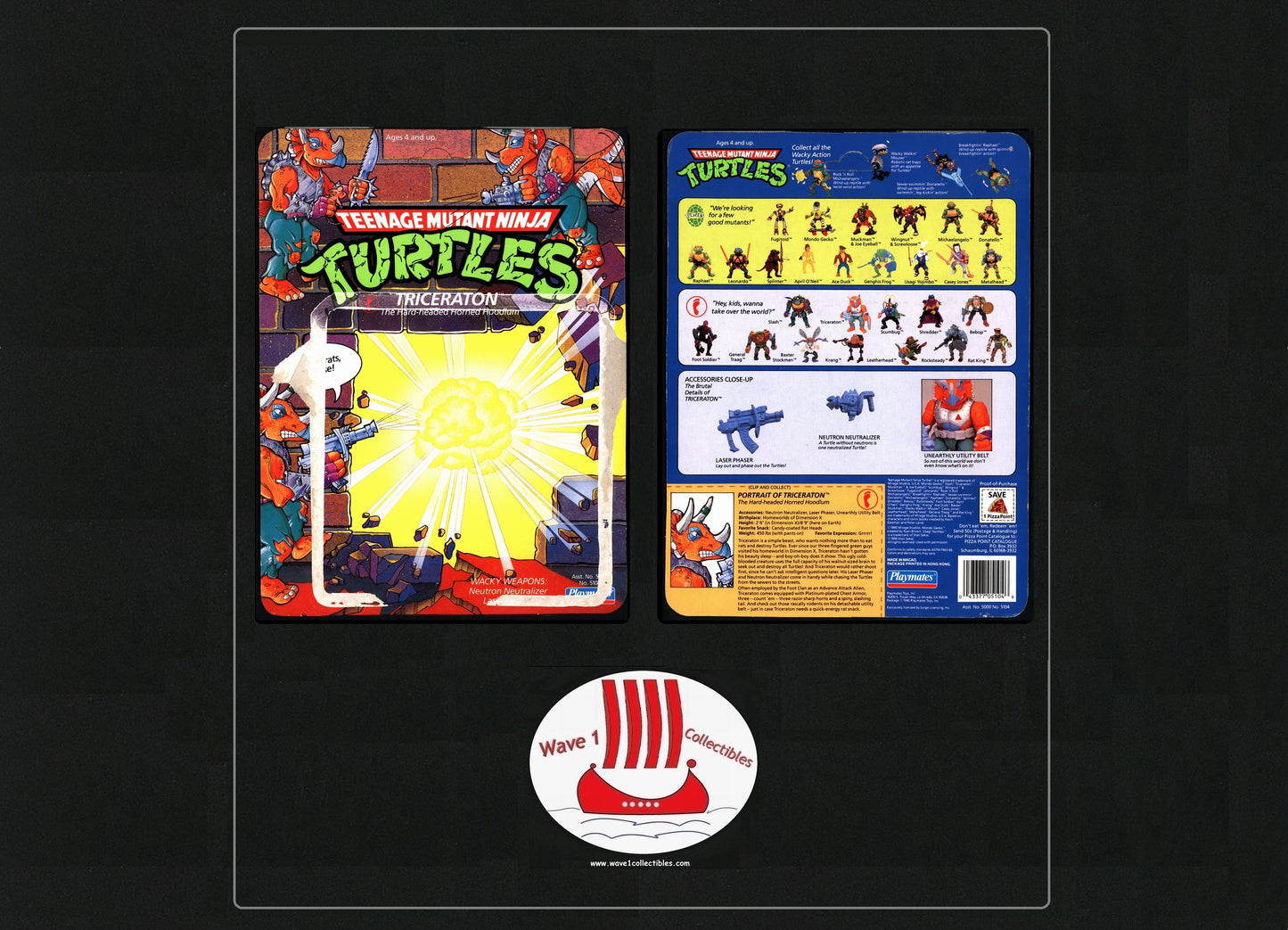 Teenage Mutant Ninja Turtles Vintage Unpunched Cardback Triceraton | Playmates [1990] (A)