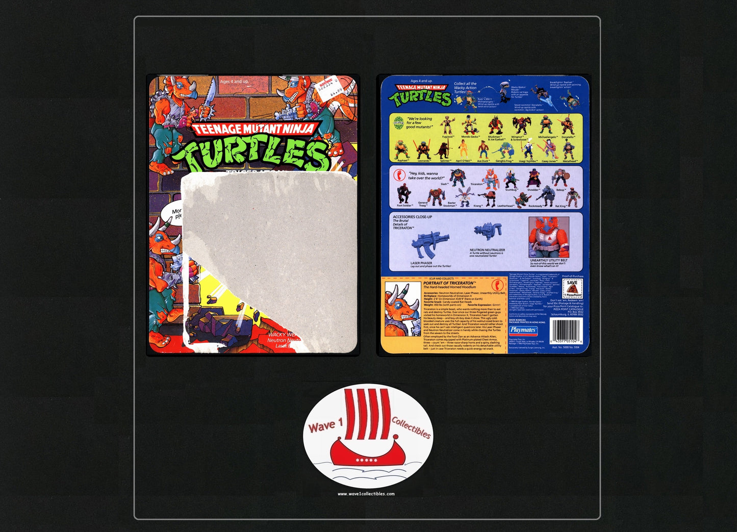 Teenage Mutant Ninja Turtles Vintage Unpunched Cardback Triceraton | Playmates [1990] (B)