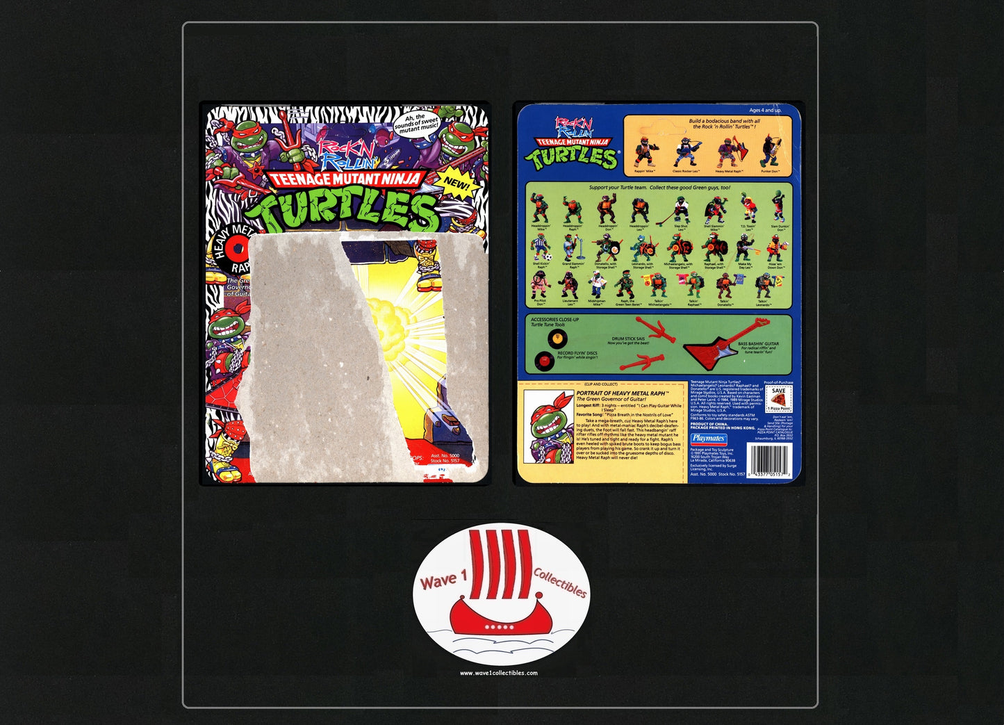 Teenage Mutant Ninja Turtles Vintage Unpunched Cardback Heavy Metal Raph | Playmates [1991]