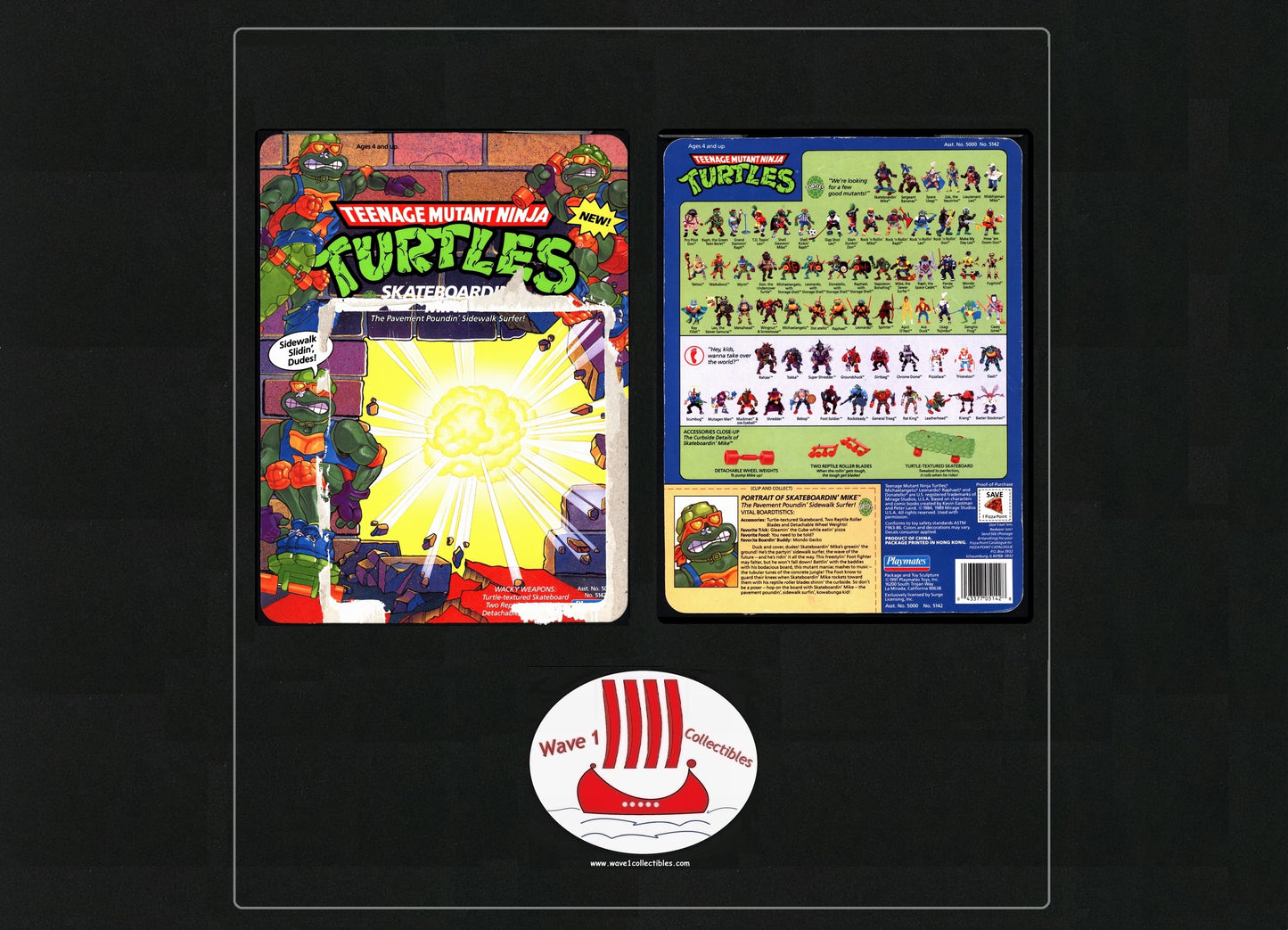 Teenage Mutant Ninja Turtles Vintage Unpunched Cardback Skateboardin' Mike | Playmates [1991]